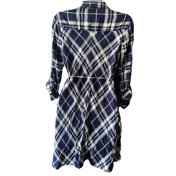 NEW Motherhood Maternity Plaid Shirt Dress Women's Size Small Blue Soft Flannel - Picture 4 of 9